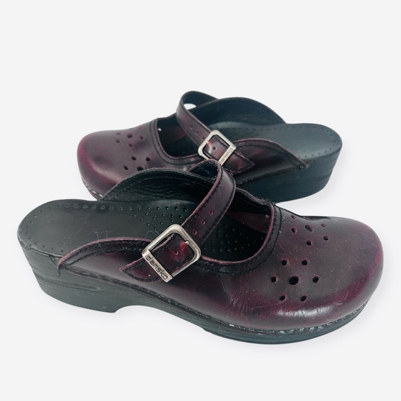 DANSKO Womens Merrie Oxblood Leather Mary Jane Slip On Clog Mule Sizr 40 us 9 - Picture 2 of 9